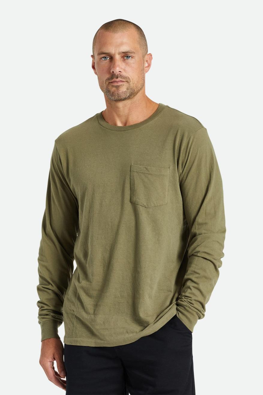 Hauts Brixton Basic L/S Pocket Homme Vert Olive | 02UEIGJVF