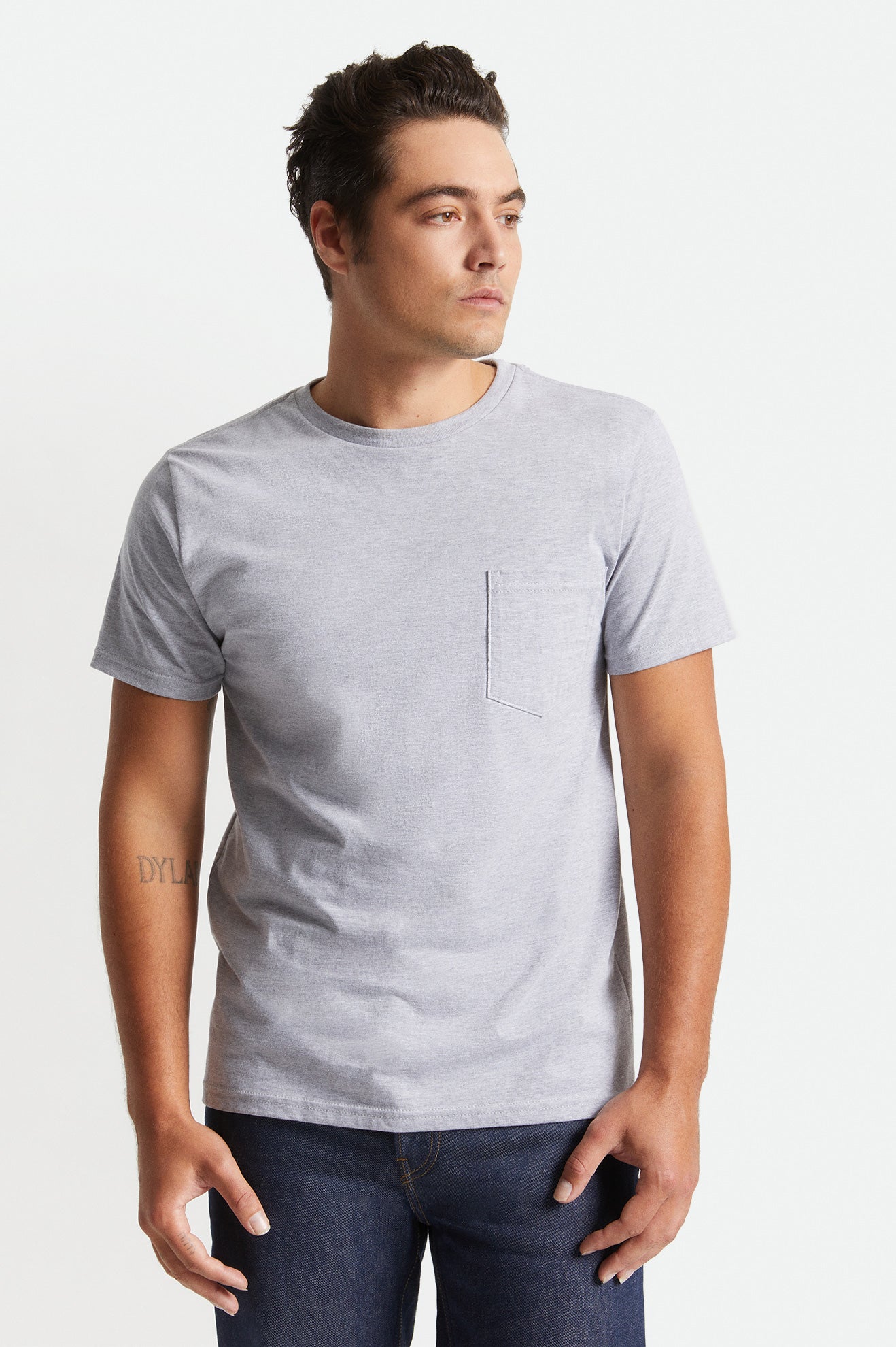 Hauts Brixton Basic S/S Pocket Homme Grise | 26OKNZAXD