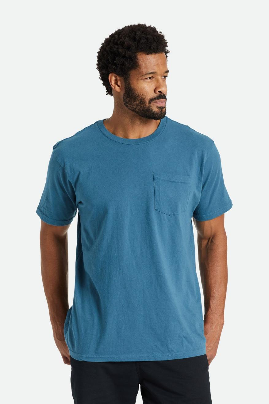 Hauts Brixton Basic S/S Pocket Homme Turquoise | 02AQMUBSV