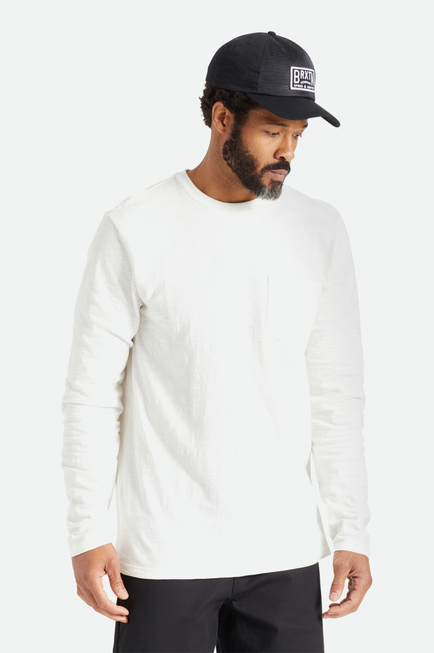 Hauts Brixton Basic Slub L/S Pocket Homme Blanche | 27ZIETKQW