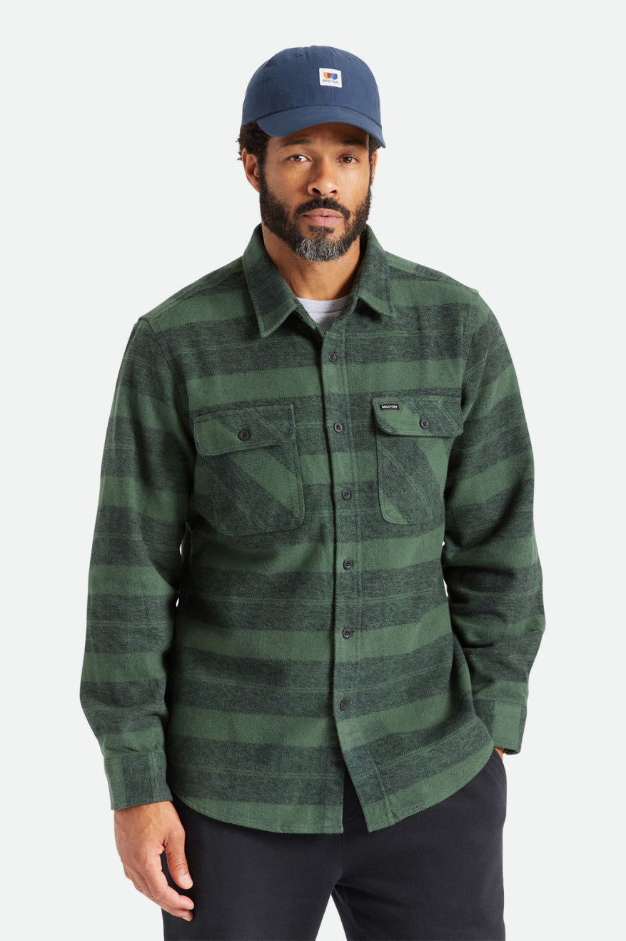 Hauts Tissés Brixton Bowery Heavy Weight L/S Homme Vert | 13QNHBYLD