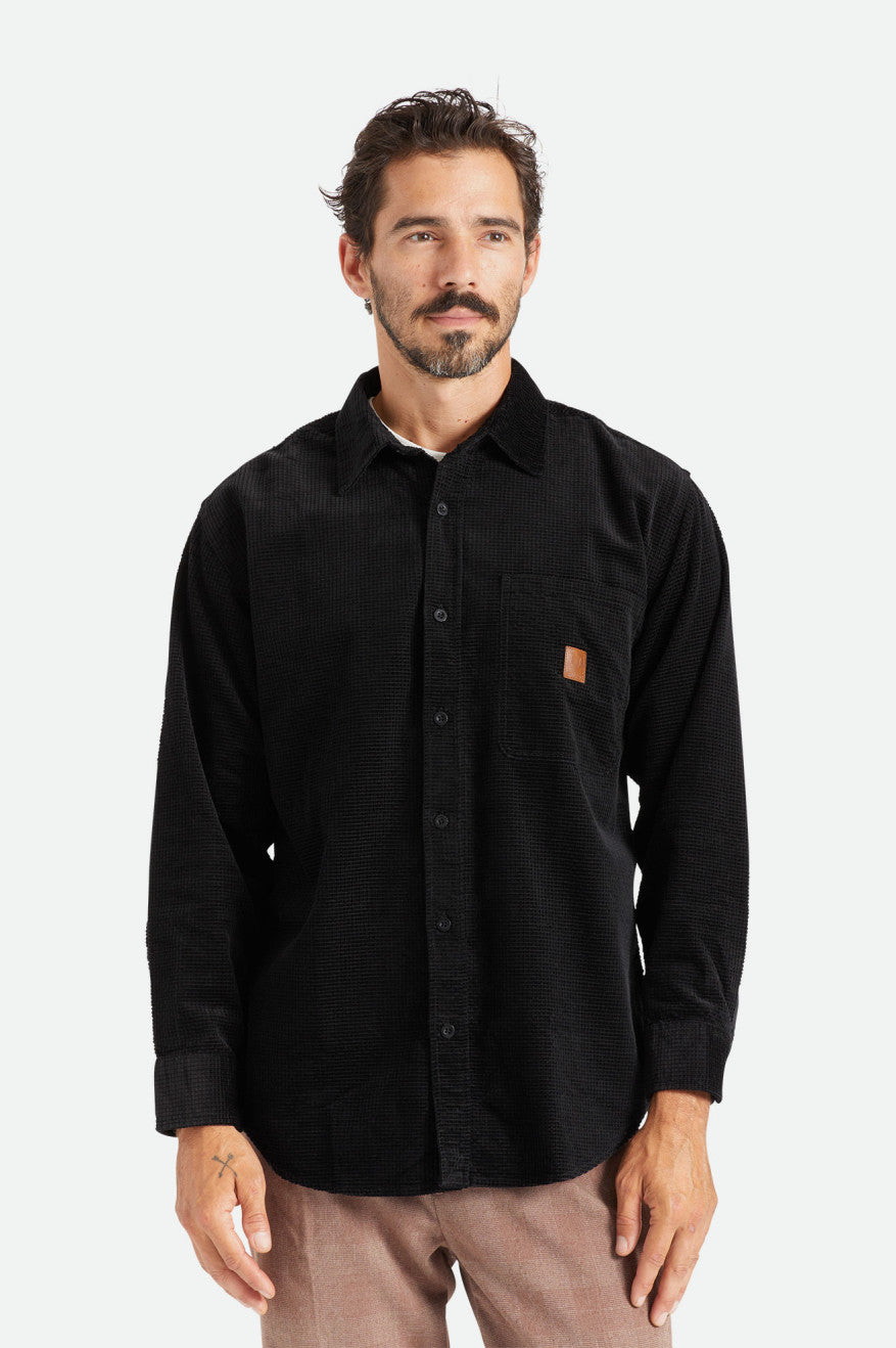 Hauts Tissés Brixton Porter L/S Waffle Corduroy Homme Noir | 30RKVAOIU