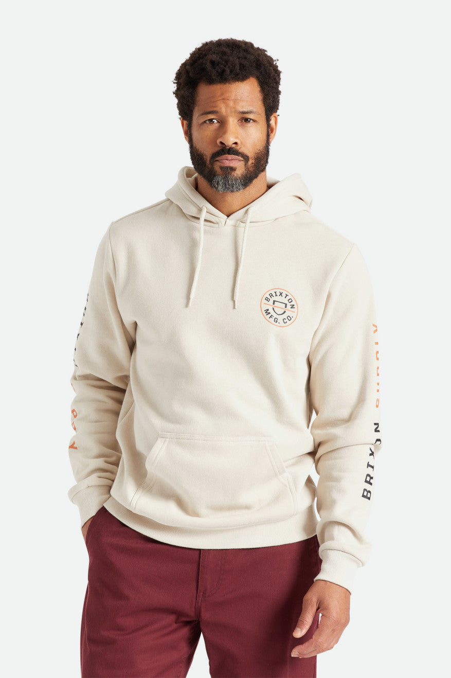 Sweat À Capuche Brixton Crest Homme Beige Orange | 89FJMCETR