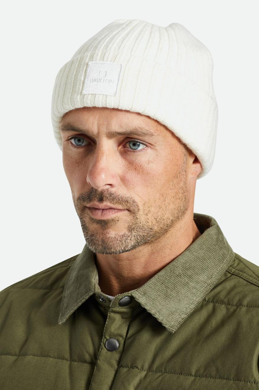 Bonnet Brixton Alpha Square Merino Laine Homme Blanche | 19OPDZNKU