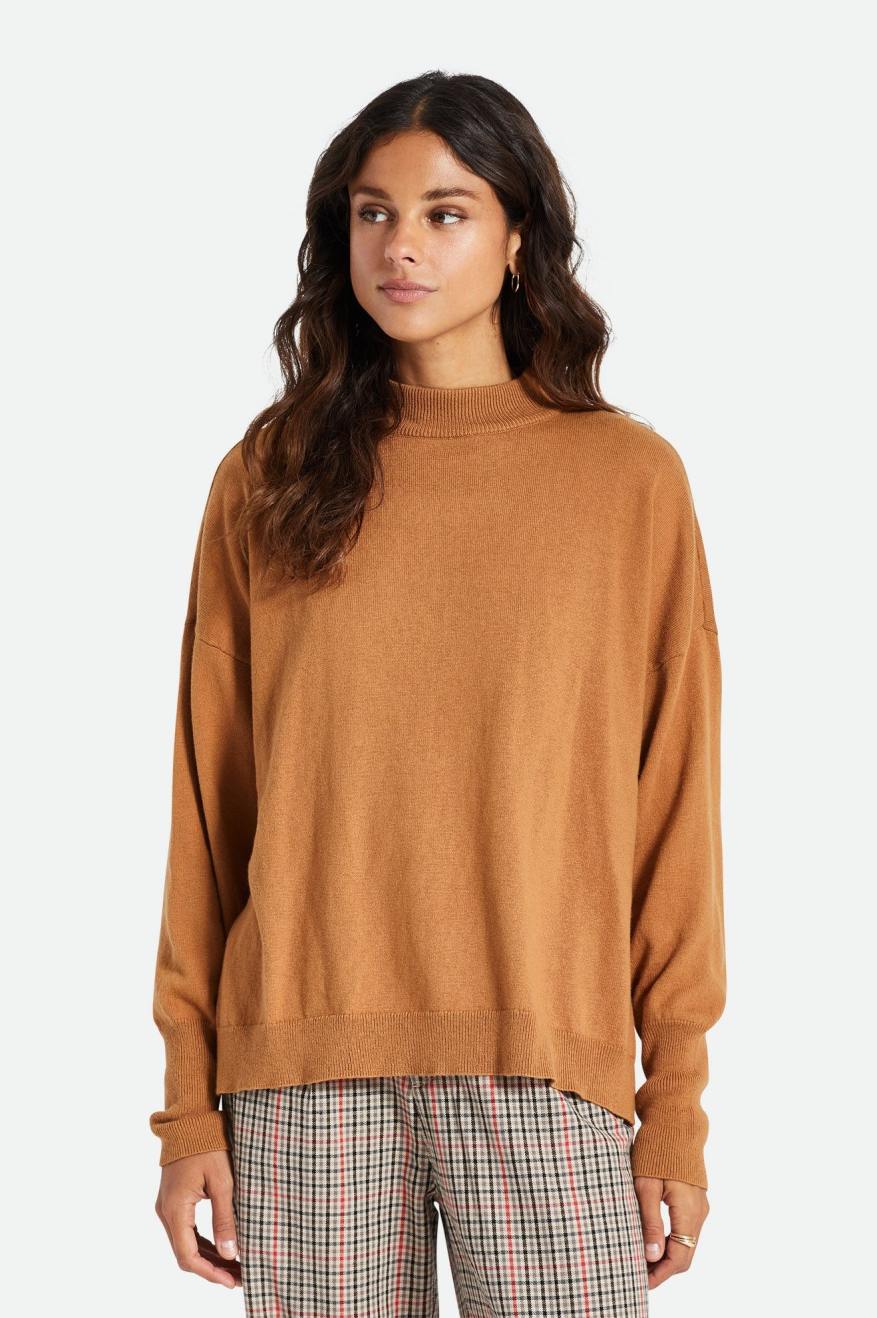 Chandails Brixton Reserve Oversized Cashmere Femme Marron | 24GFDTLEO