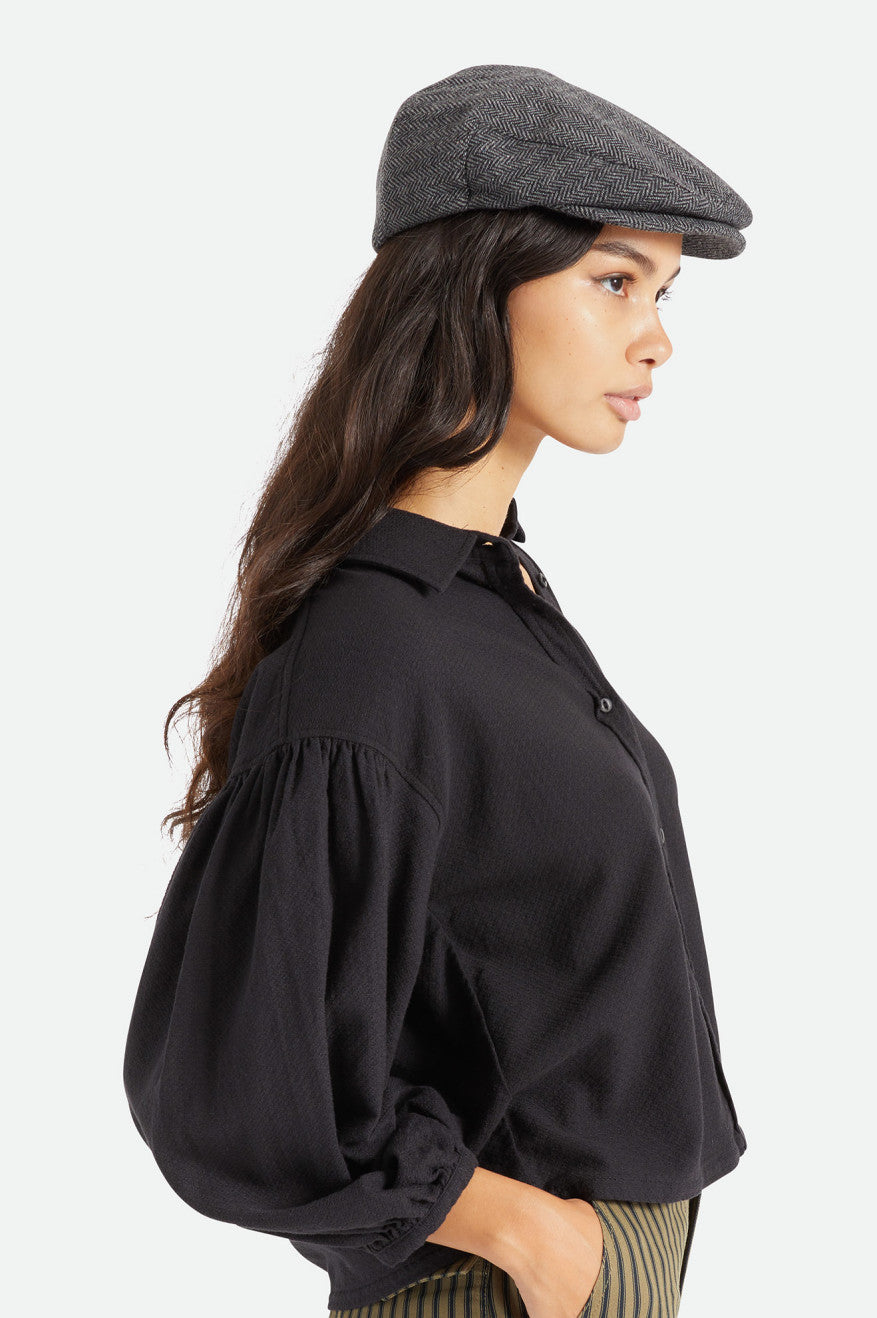 Chapeaux Brixton Hooligan Snap Femme Grise Noir | 92NUBDXPS