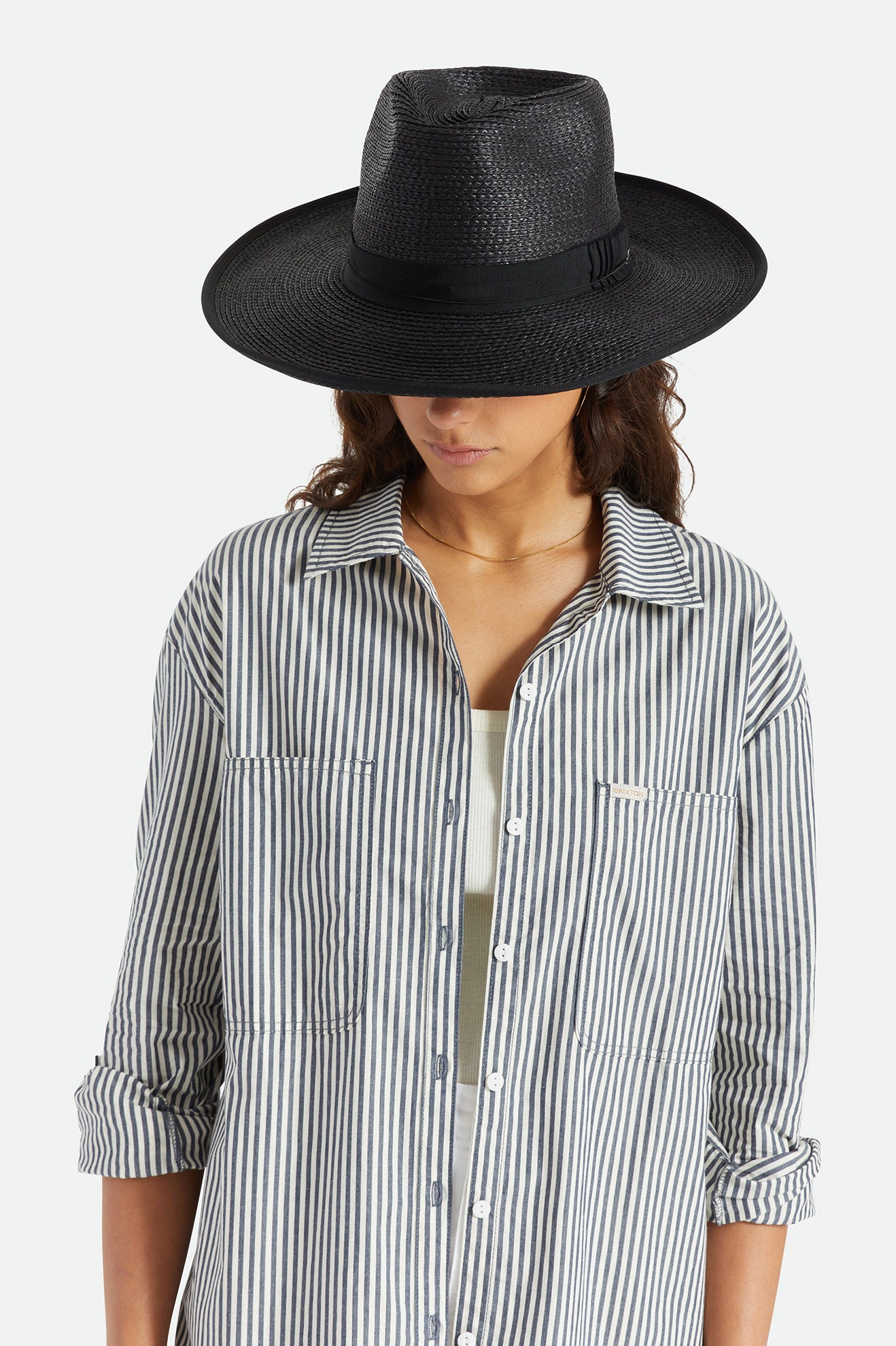 Chapeaux Brixton Reno Straw Hat Femme Noir | 60KQLEGMW