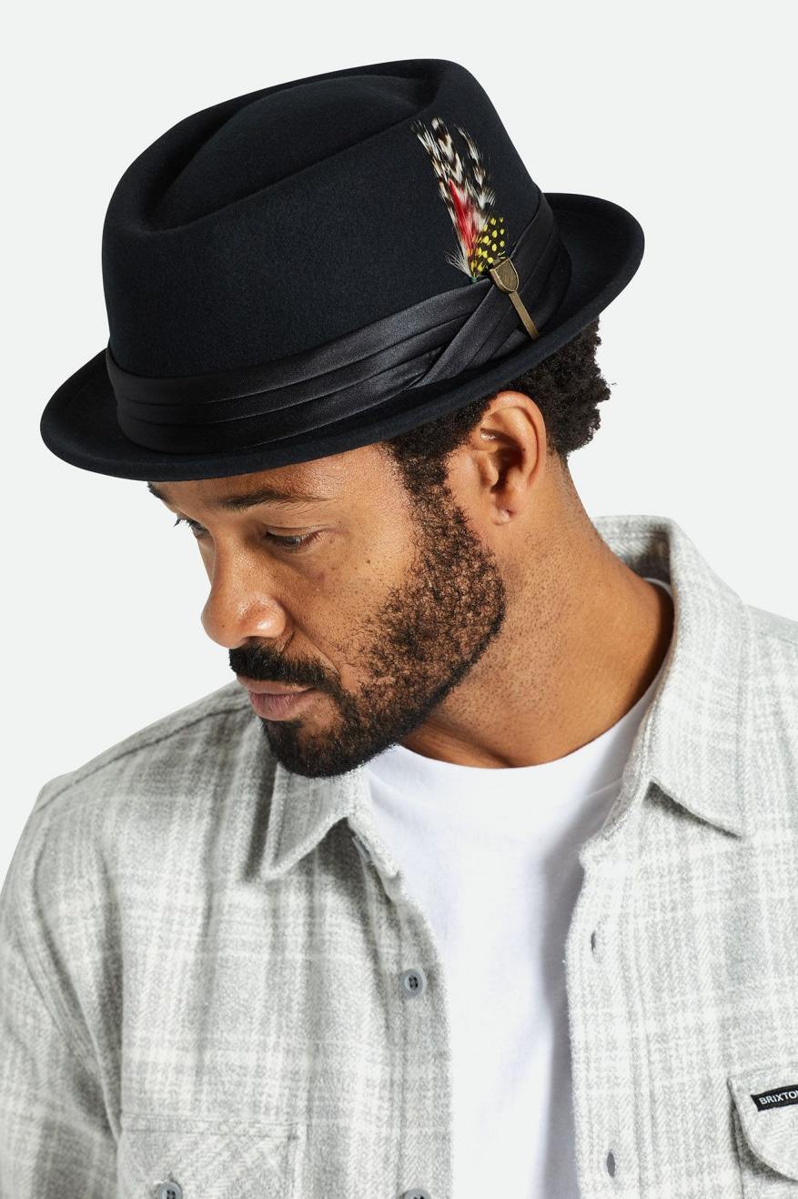 Chapeaux Brixton Stout Pork Pie Homme Noir | 62GUNCOIQ