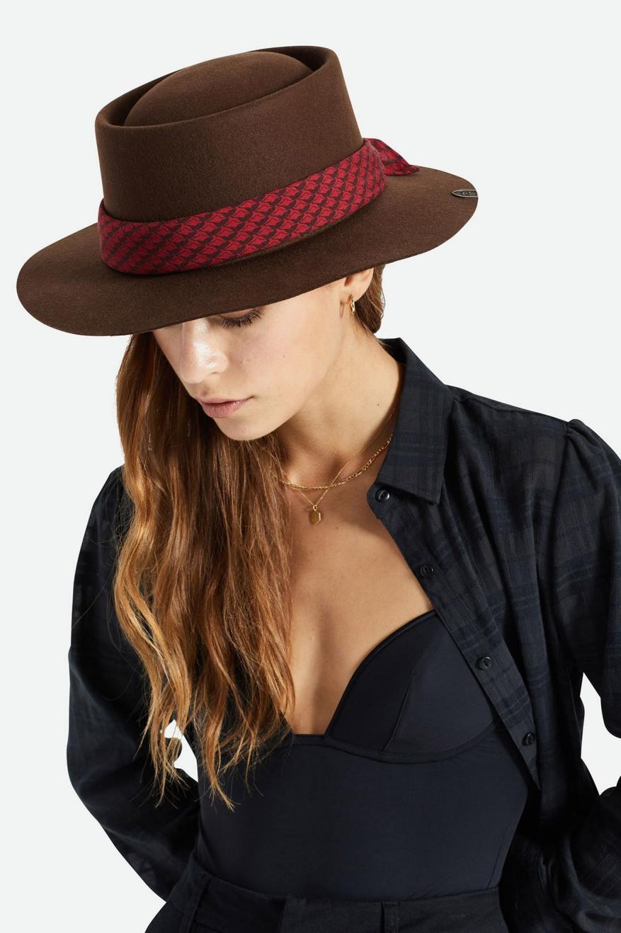 Fedoras Brixton Fender Jaguar Contour Fedora Femme Marron | 37JXLTFPD