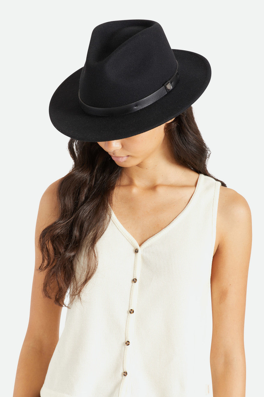 Fedoras Brixton Messer Fedora Femme Noir | 63YNSAFGT