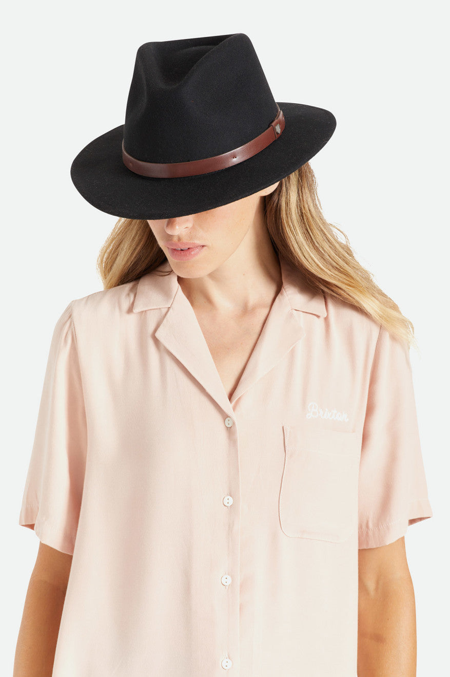 Fedoras Brixton Messer Fedora Femme Noir | 98WFTKUHY