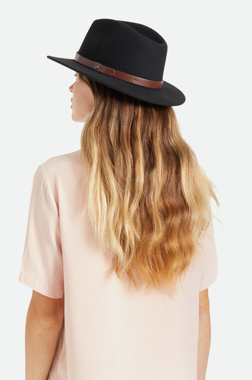 Fedoras Brixton Messer Fedora Femme Noir | 98WFTKUHY