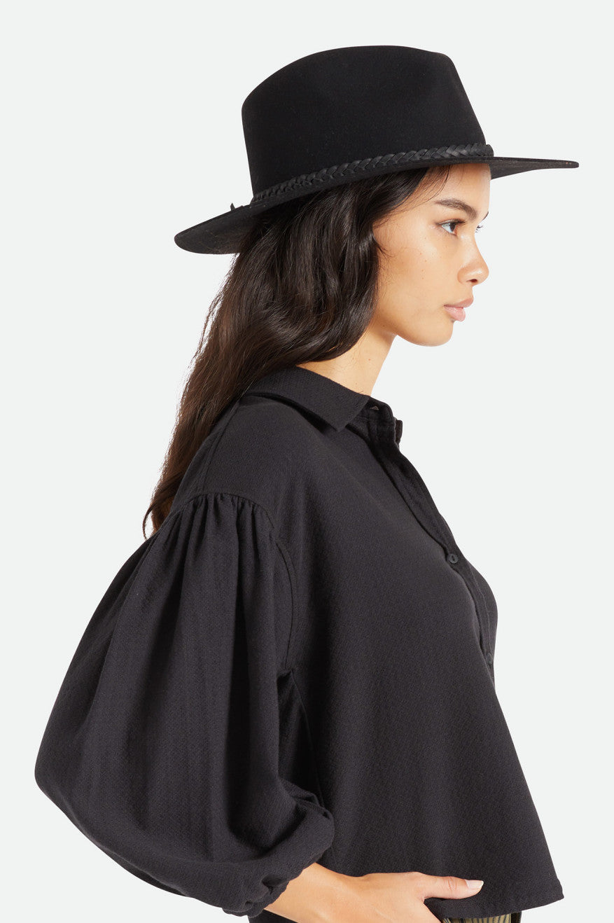 Fedoras Brixton Messer Western Fedora Femme Noir | 72NQPARIH