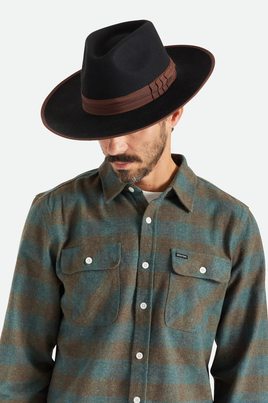 Fedoras Brixton Reno Homme Noir Marron | 73MHJVFAZ