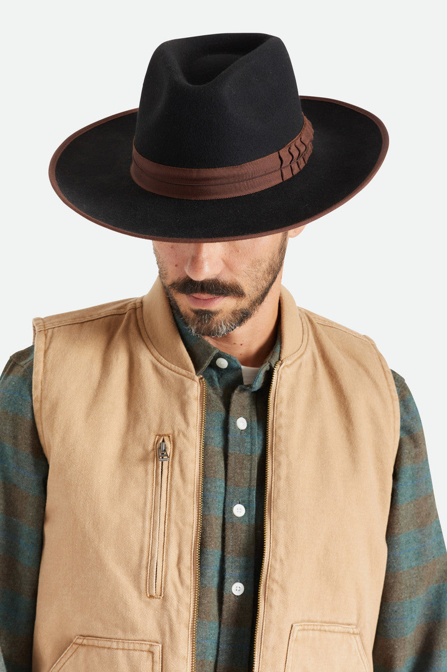 Fedoras Brixton Reno Homme Noir Marron | 73MHJVFAZ