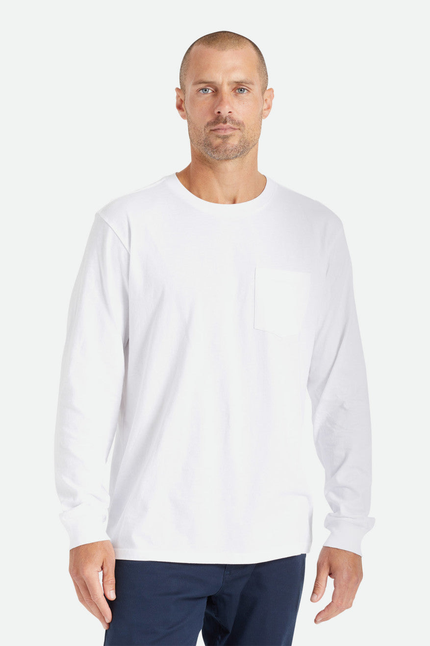 Hauts Brixton Basic L/S Pocket Homme Blanche | 87PWKUCGQ