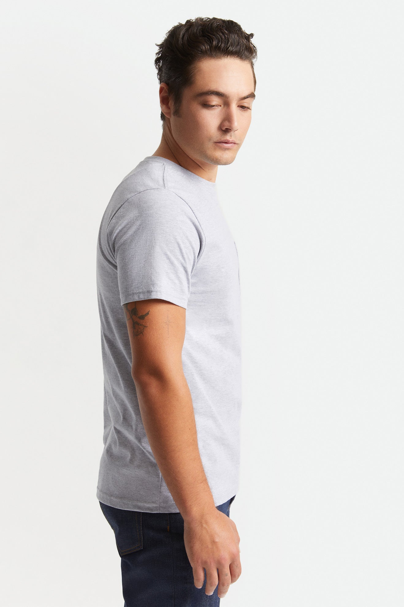 Hauts Brixton Basic S/S Pocket Homme Grise | 26OKNZAXD