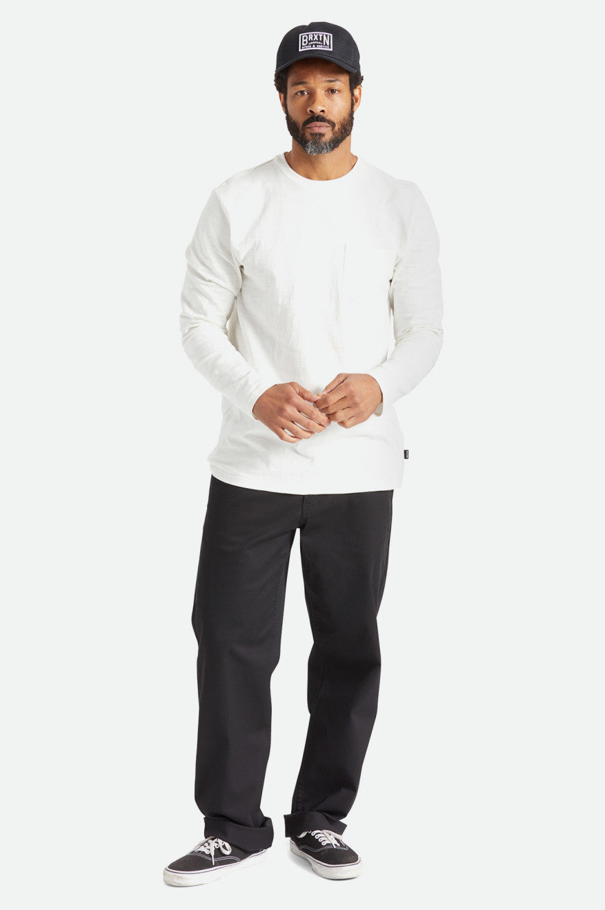 Hauts Brixton Basic Slub L/S Pocket Homme Blanche | 27ZIETKQW