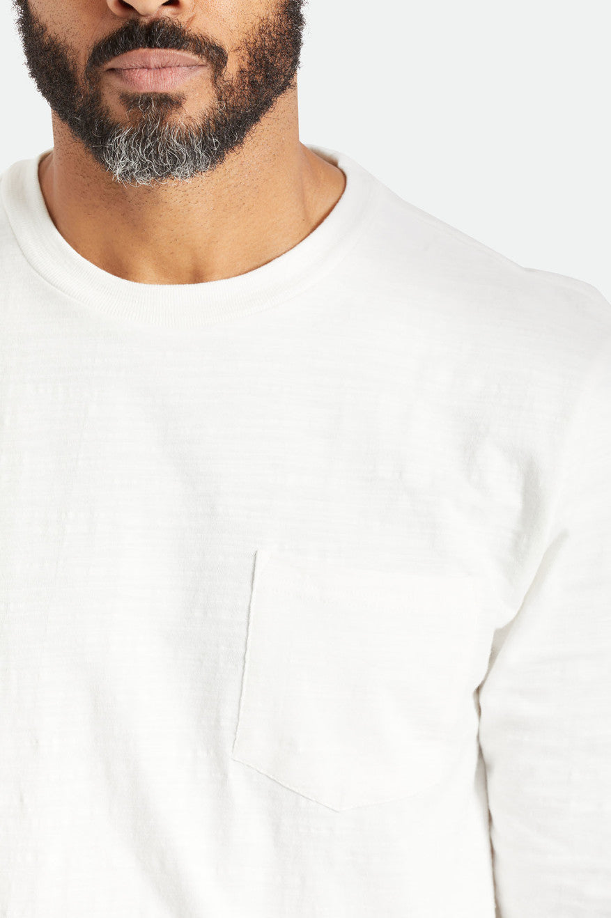 Hauts Brixton Basic Slub L/S Pocket Homme Blanche | 27ZIETKQW