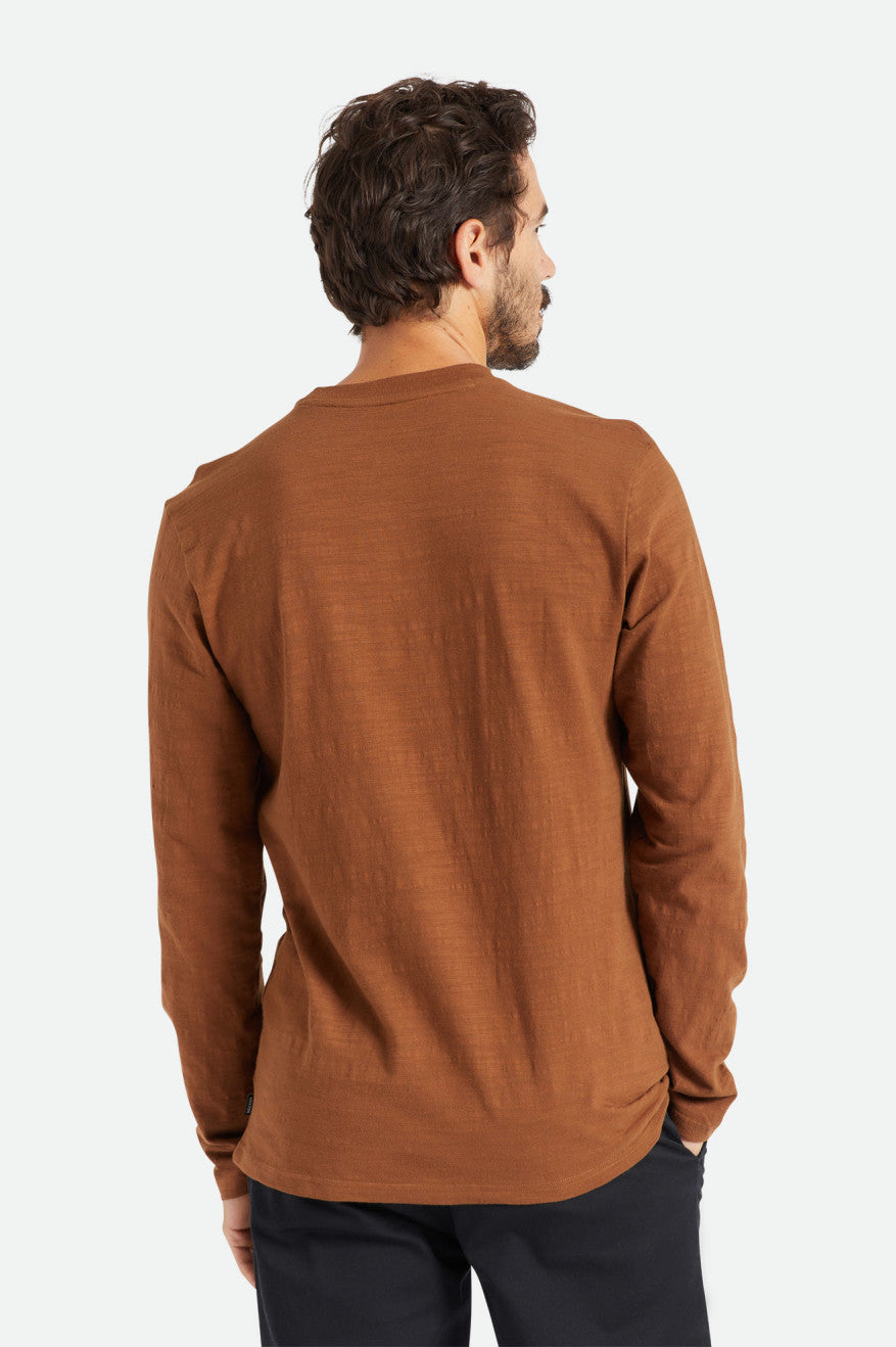 Hauts Brixton Basic Slub L/S Pocket Homme Marron | 75TAYFLJP