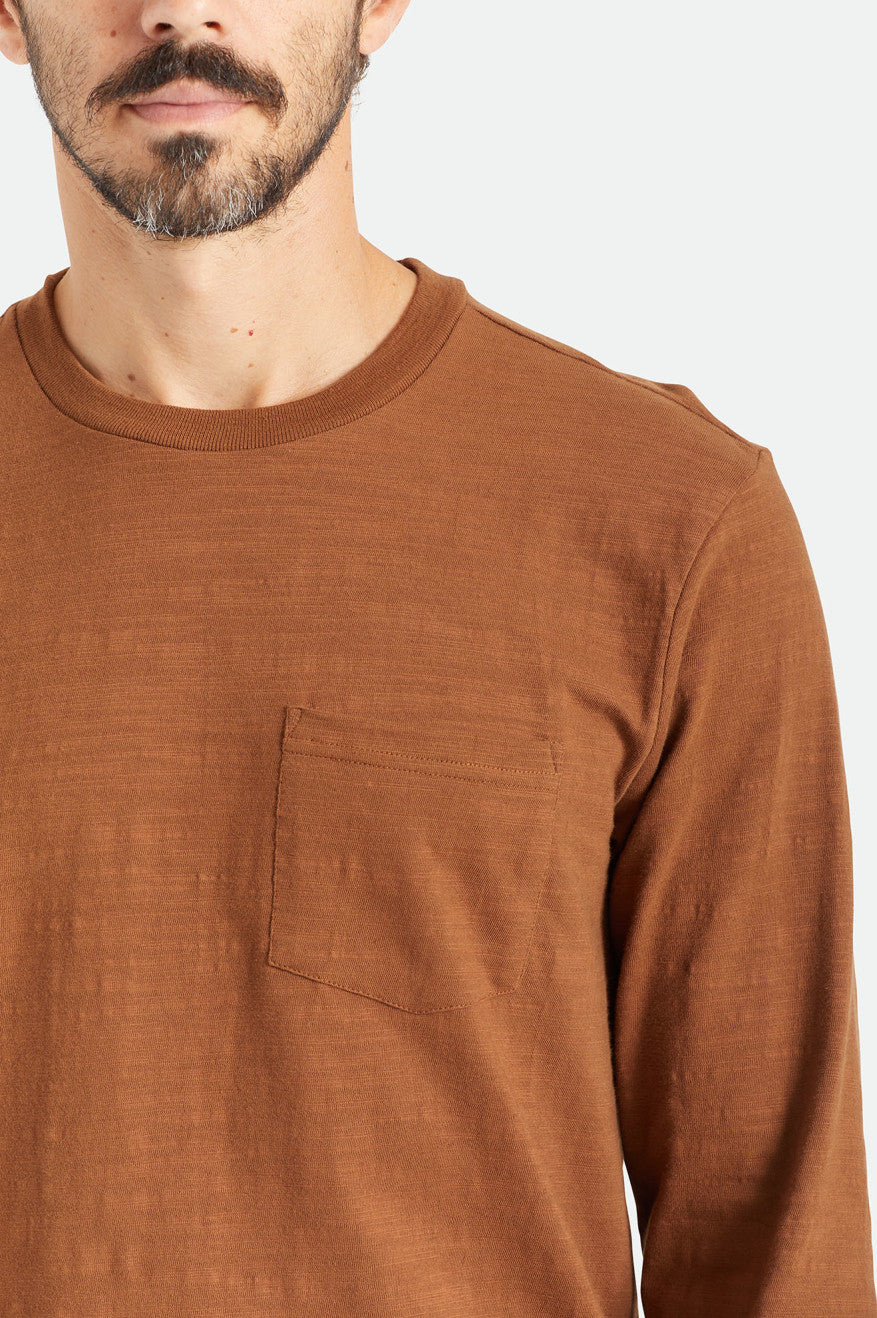 Hauts Brixton Basic Slub L/S Pocket Homme Marron | 75TAYFLJP