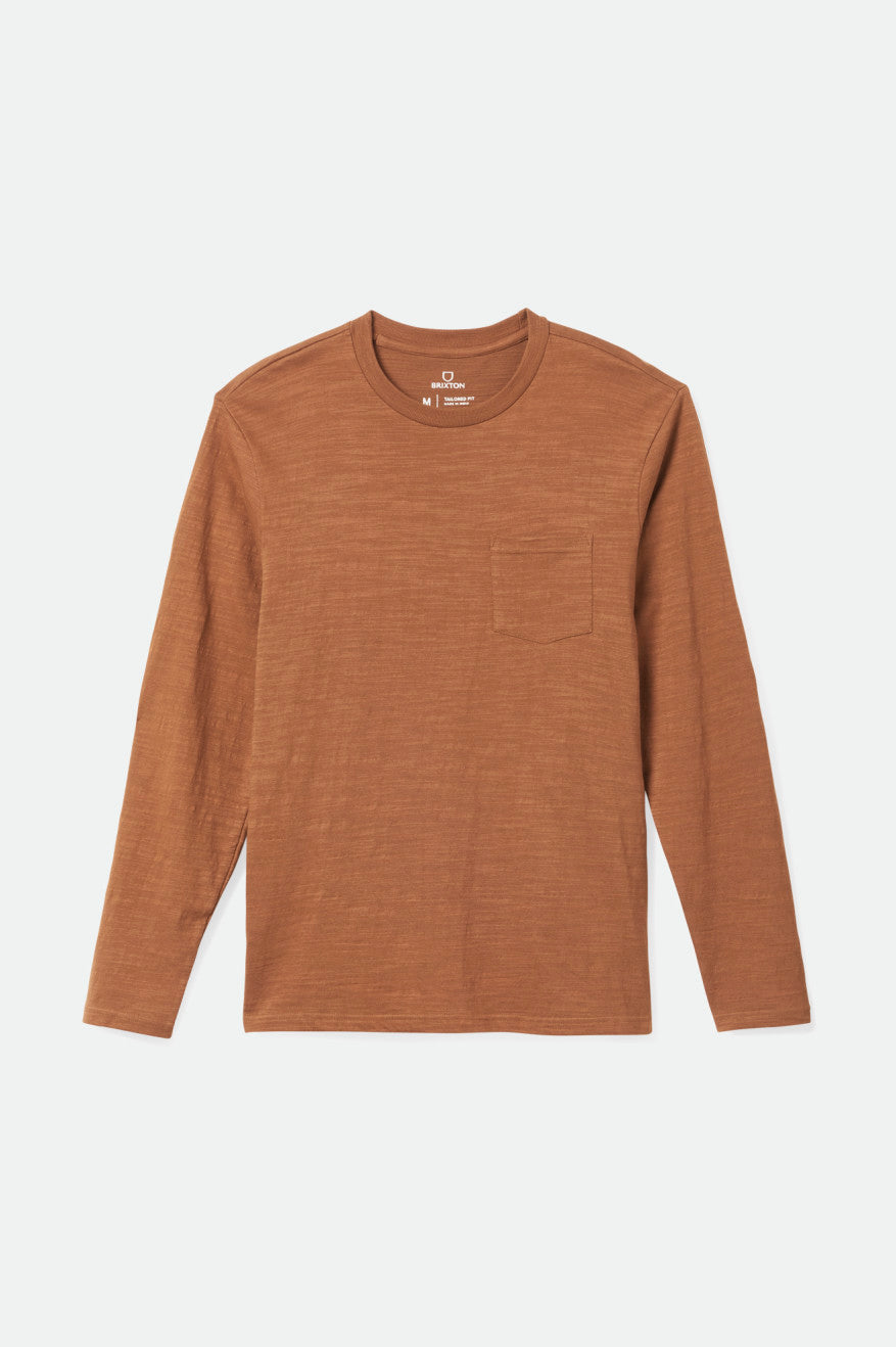 Hauts Brixton Basic Slub L/S Pocket Homme Marron | 75TAYFLJP