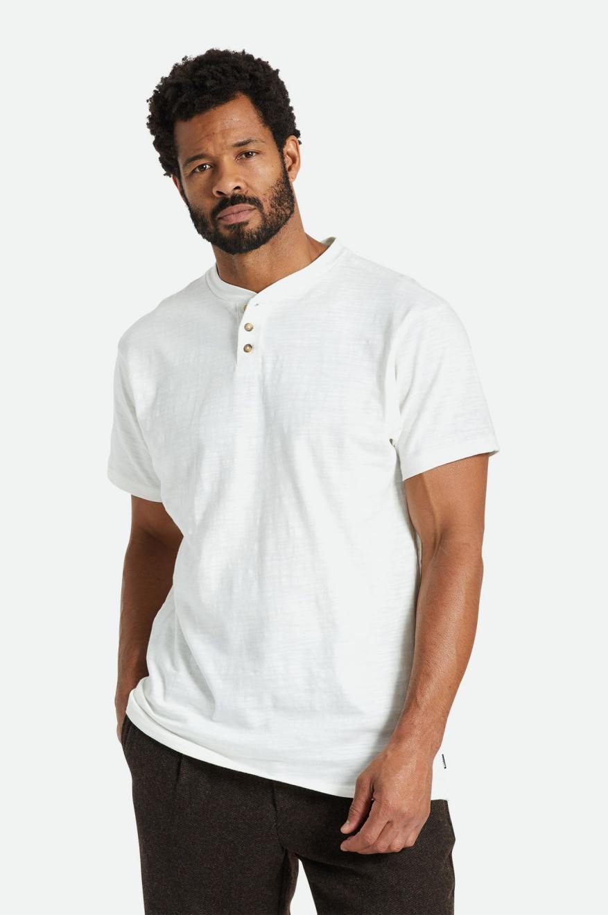 Hauts Brixton Basic Slub S/S Henley Homme Blanche | 17YIFUKVL