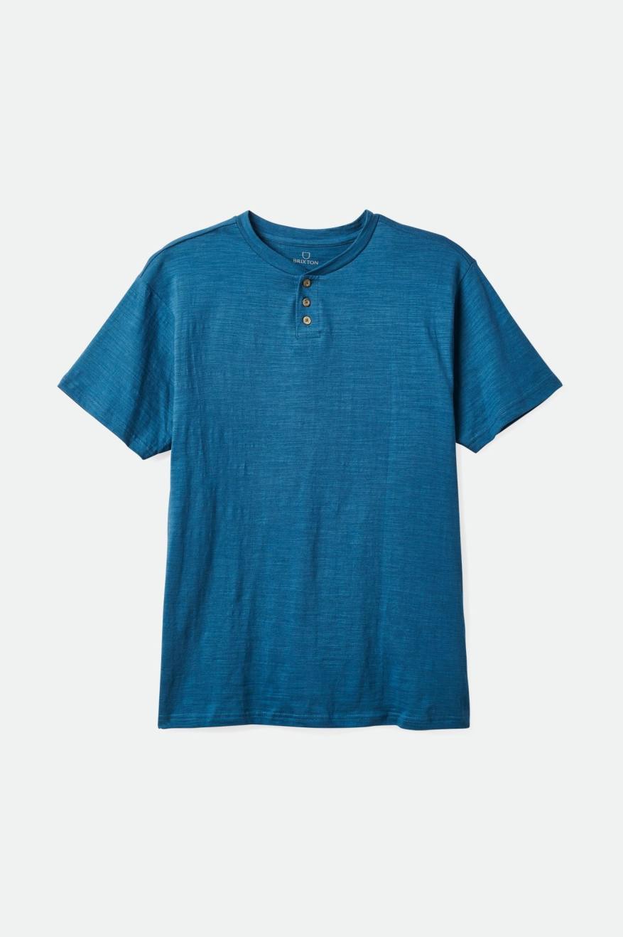 Hauts Brixton Basic Slub S/S Henley Homme Turquoise | 34GPJQZSL