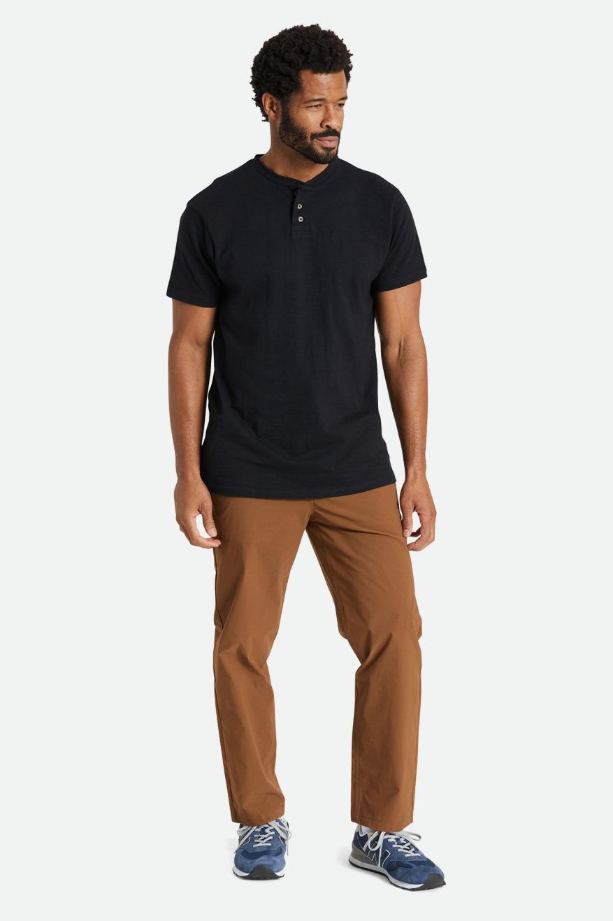 Hauts Brixton Basic Slub S/S Henley Homme Noir | 75JRGOCDV