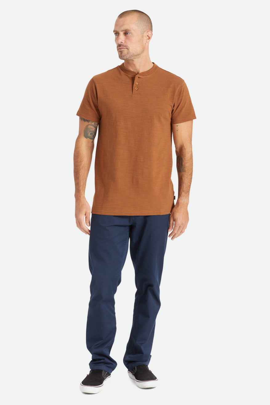 Hauts Brixton Basic Slub S/S Henley Homme Marron | 81BGWXNFC