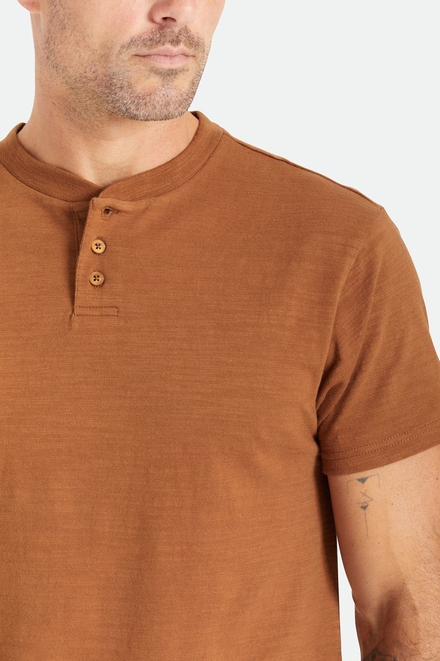 Hauts Brixton Basic Slub S/S Henley Homme Marron | 81BGWXNFC