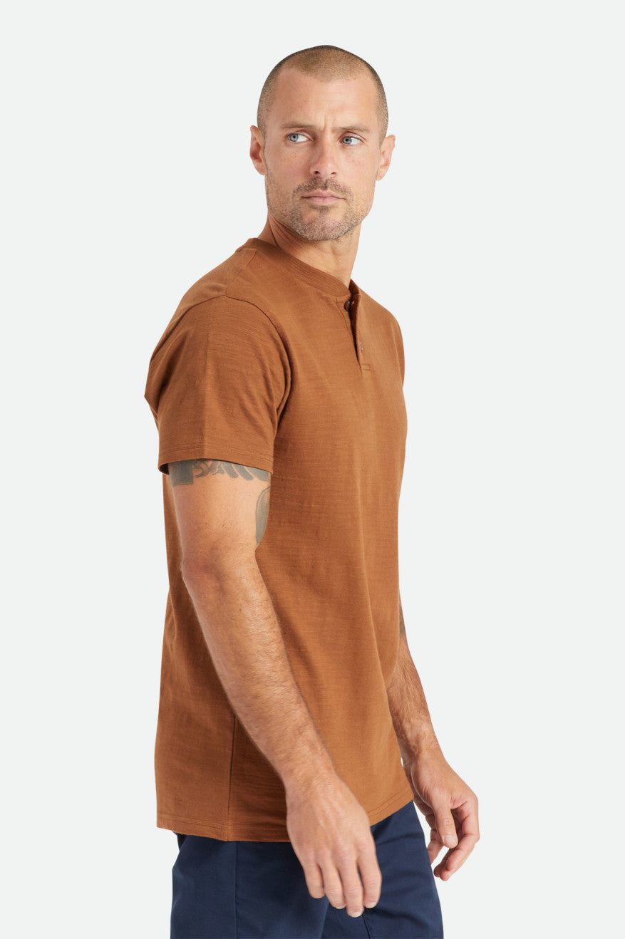 Hauts Brixton Basic Slub S/S Henley Homme Marron | 81BGWXNFC