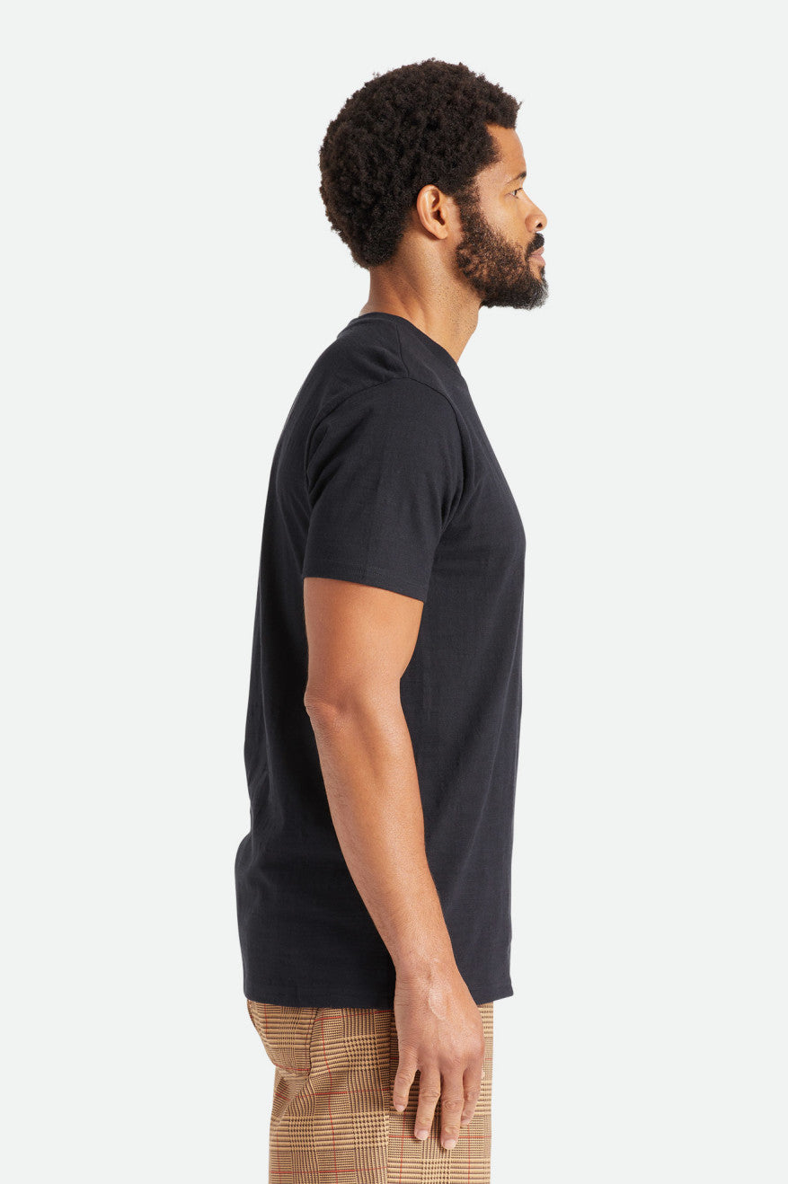 Hauts Brixton Basic Slub S/S Pocket Homme Noir | 28ZFGHNXS