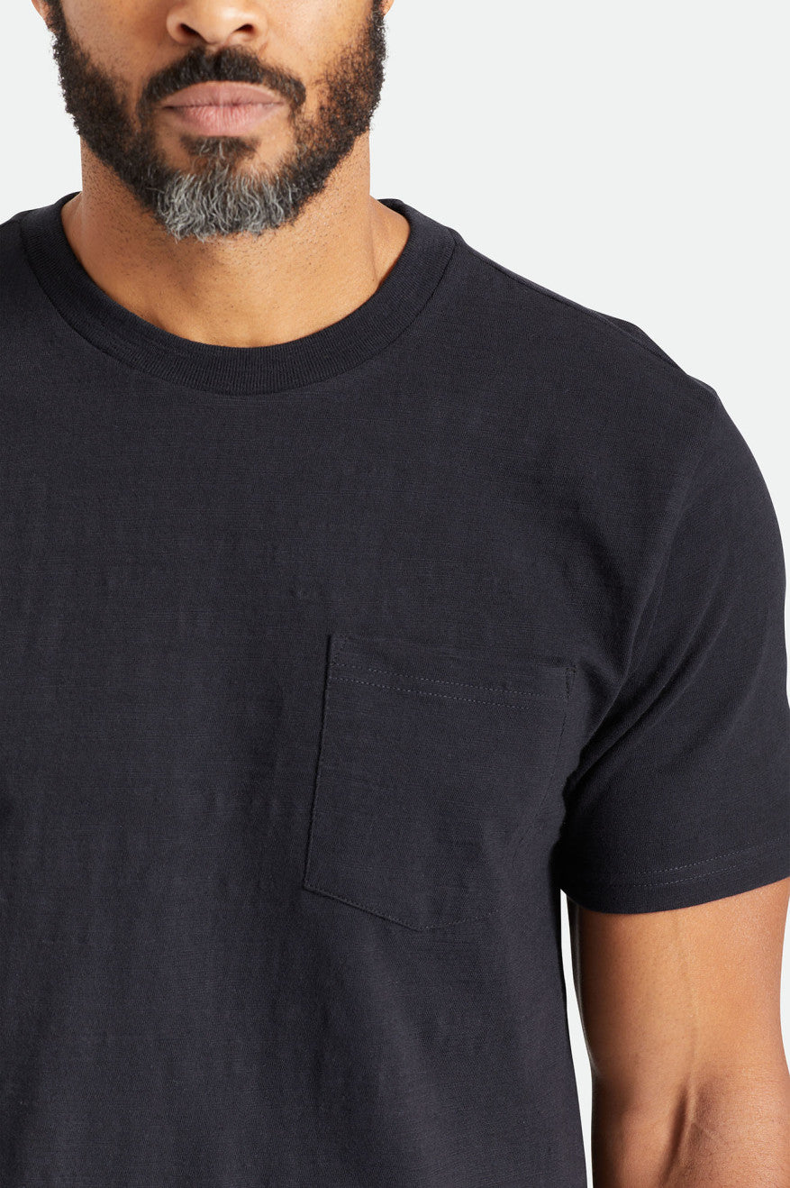 Hauts Brixton Basic Slub S/S Pocket Homme Noir | 28ZFGHNXS