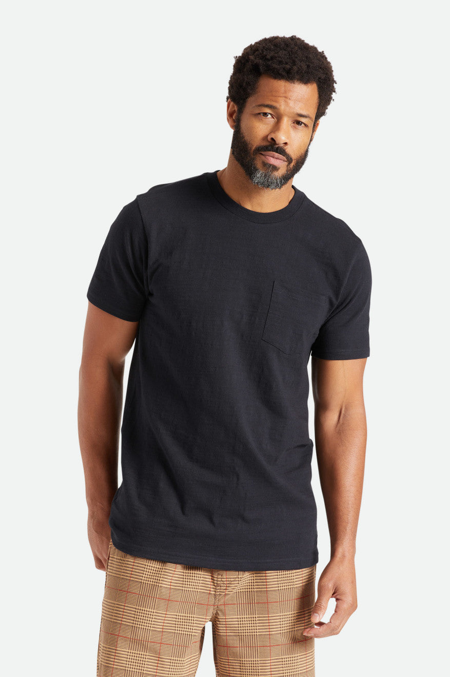 Hauts Brixton Basic Slub S/S Pocket Homme Noir | 28ZFGHNXS