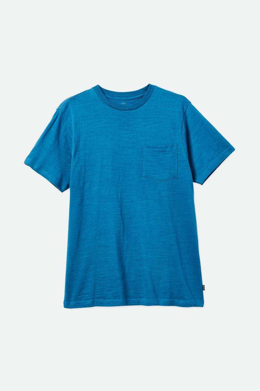 Hauts Brixton Basic Slub S/S Pocket Homme Turquoise | 43APSQUDK