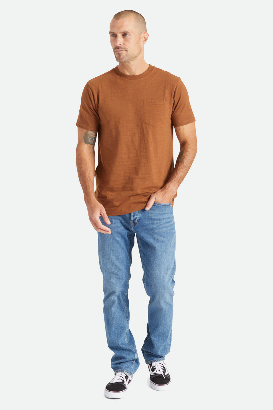 Hauts Brixton Basic Slub S/S Pocket Homme Marron | 73FQJLNKI