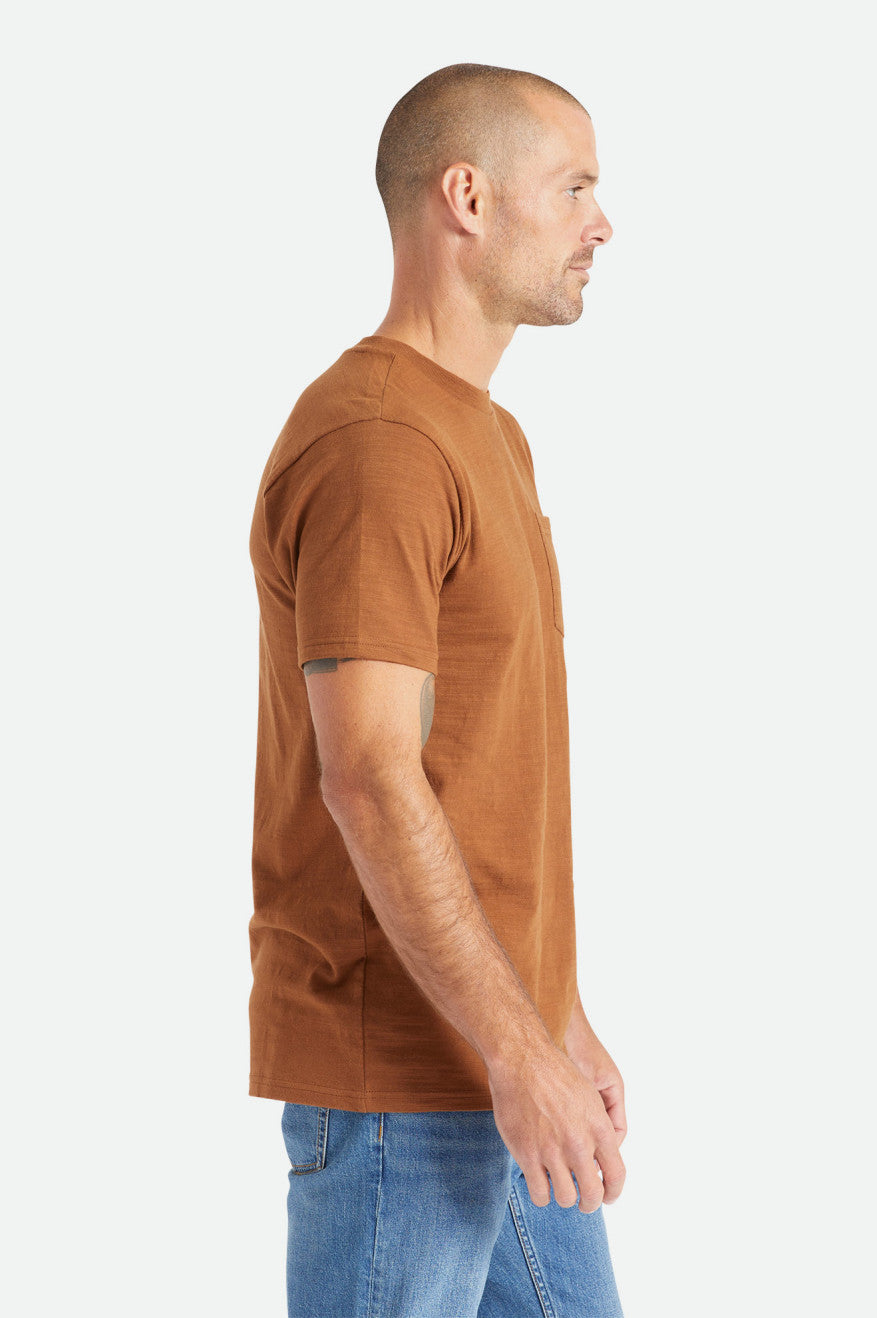 Hauts Brixton Basic Slub S/S Pocket Homme Marron | 73FQJLNKI