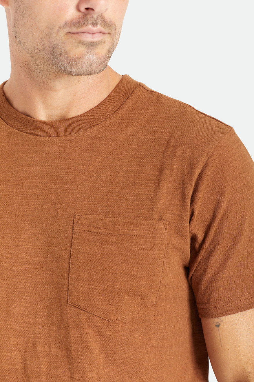 Hauts Brixton Basic Slub S/S Pocket Homme Marron | 73FQJLNKI