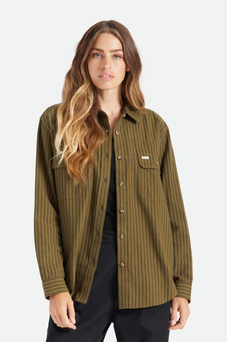 Hauts Brixton Bowery Boyfriend L/S Femme Vert Olive | 43GZMKQXT