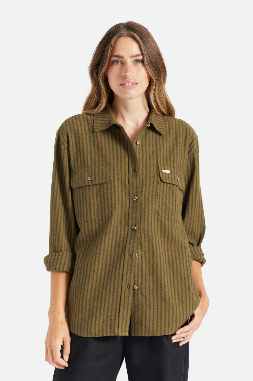 Hauts Brixton Bowery Boyfriend L/S Femme Vert Olive | 43GZMKQXT