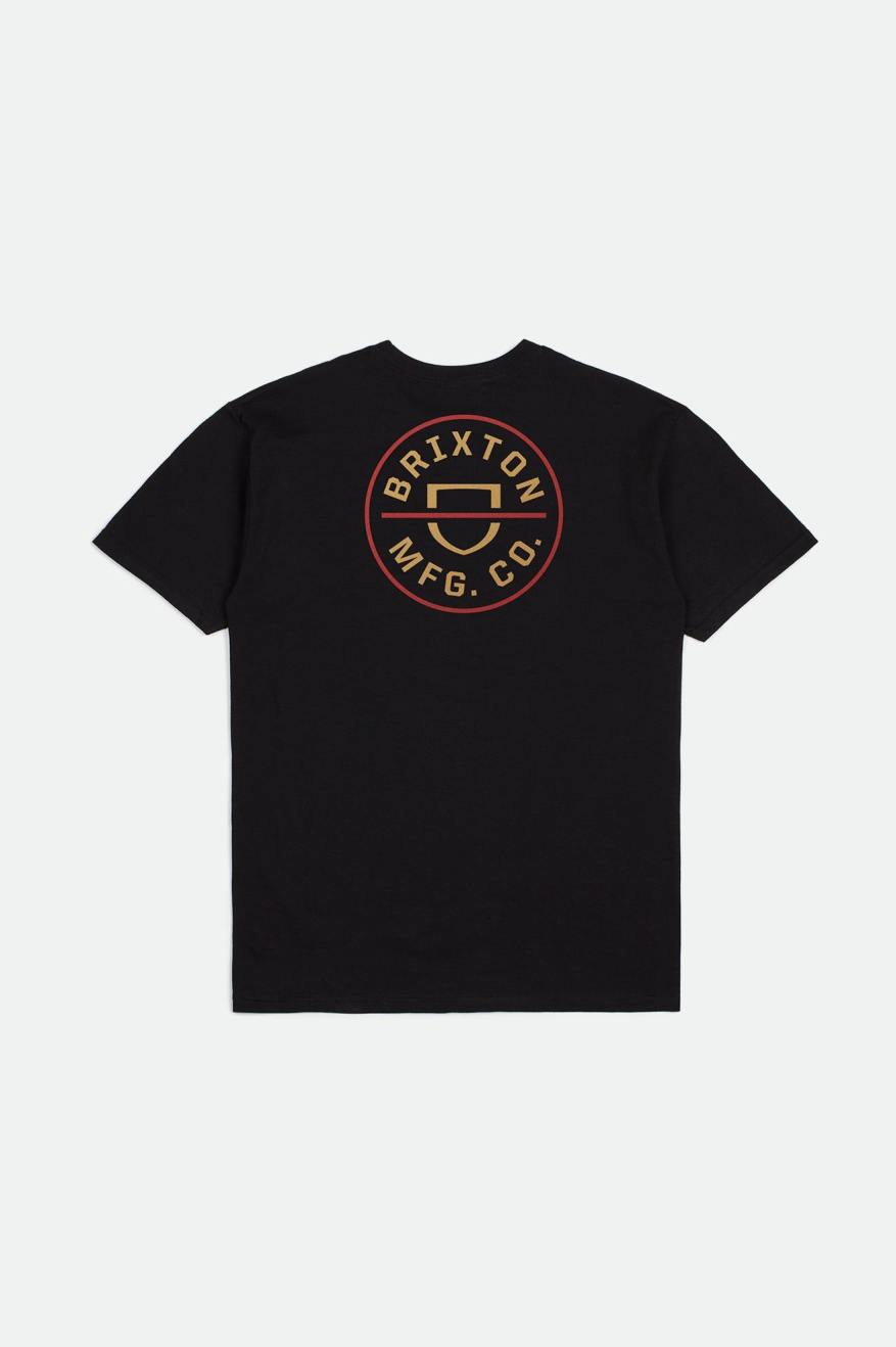 Hauts Brixton Crest II S/S Standard Homme Noir Rouge Doré Clair | 91QINBLYR