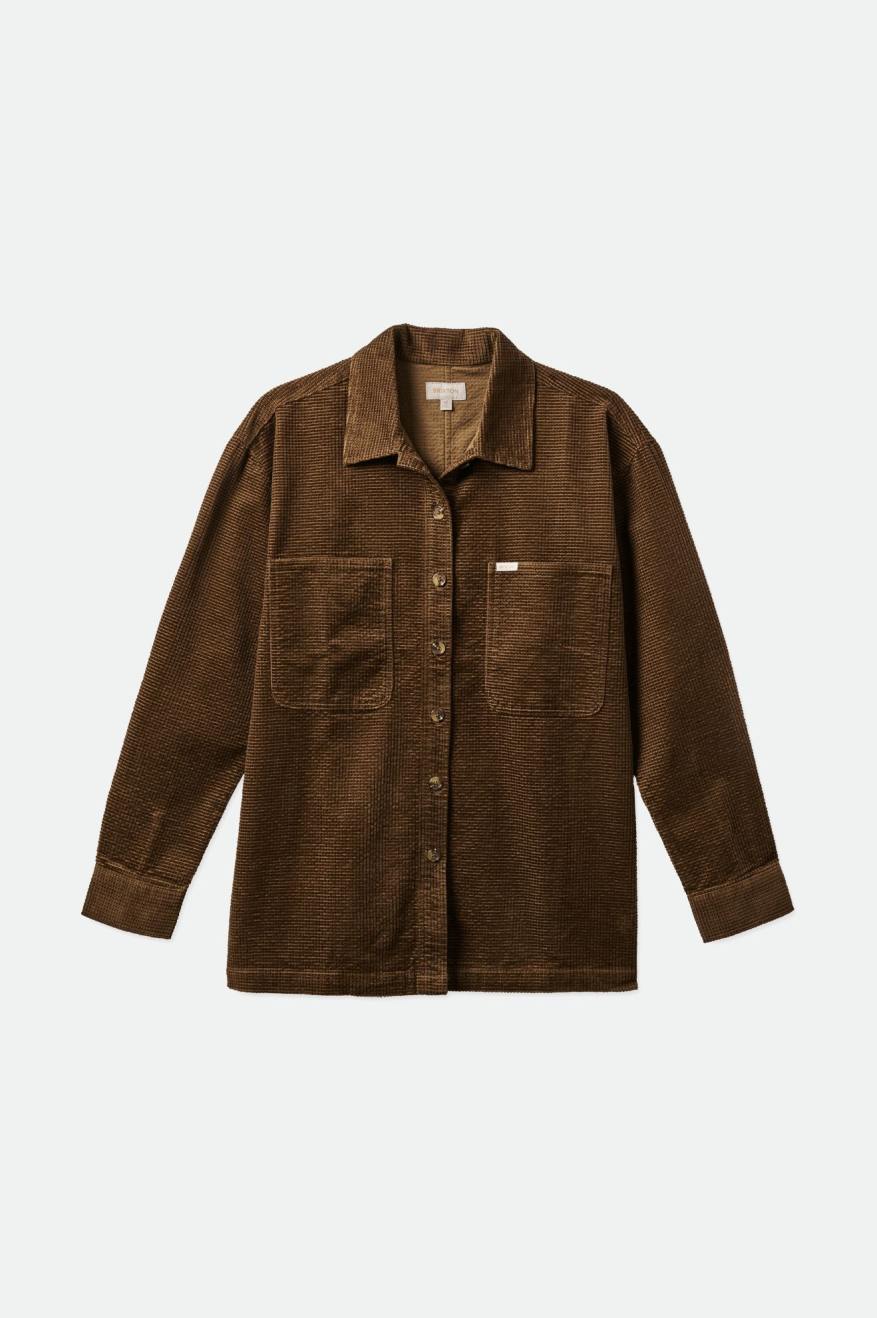 Hauts Brixton Dundee Corduroy Overshirt Femme Marron | 58BWQSHFJ