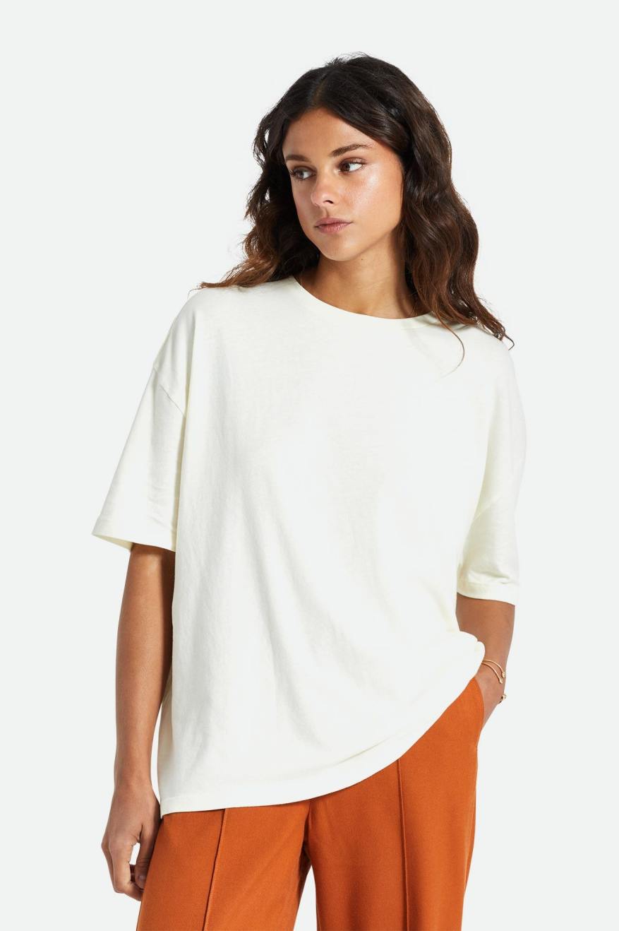 Hauts Brixton Oversized Boyfriend Tee Femme Blanche | 90DBGLPZC