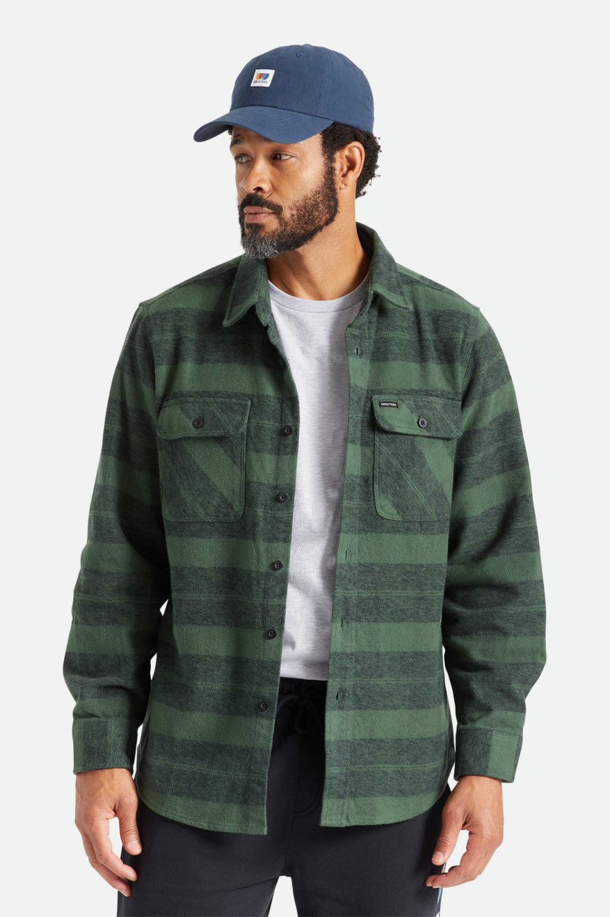 Hauts Flanelle Brixton Bowery Heavy Weight L/S Homme Vert | 43LJBSUKZ