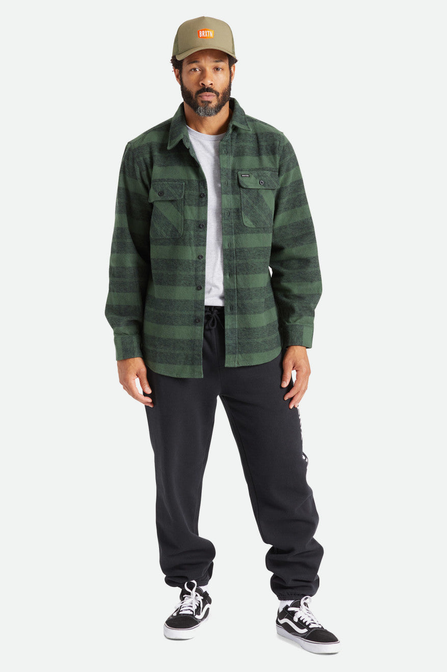 Hauts Flanelle Brixton Bowery Heavy Weight L/S Homme Vert | 43LJBSUKZ