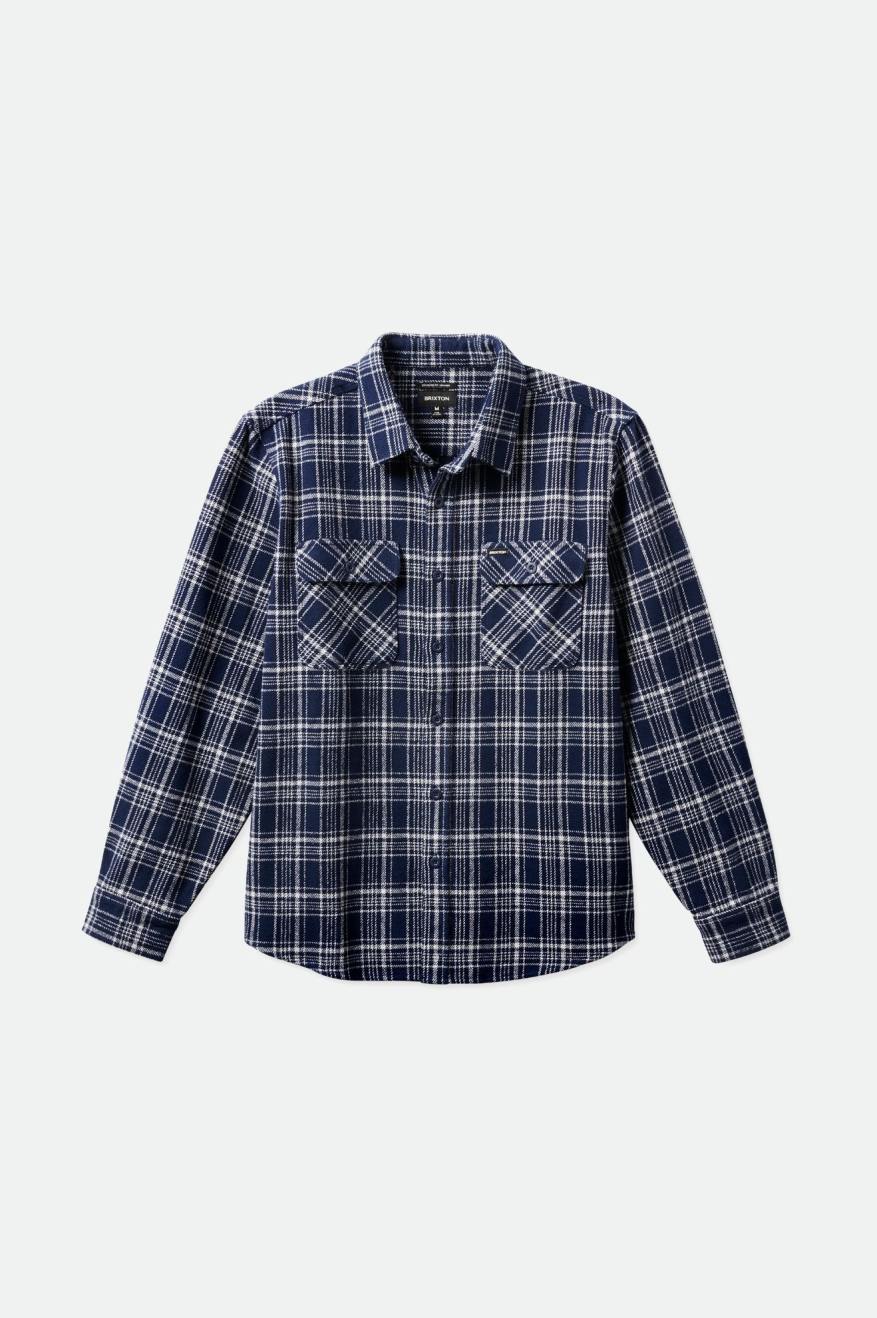 Hauts Flanelle Brixton Bowery Heavy Weight L/S Homme Bleu Marine Grise | 90HODFMGL