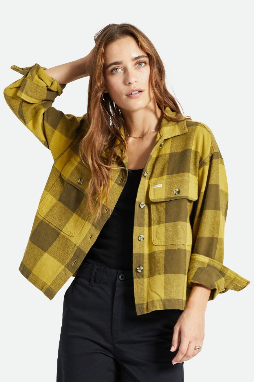 Hauts Flanelle Brixton Bowery L/S Femme Jaune | 95JBMRCHX