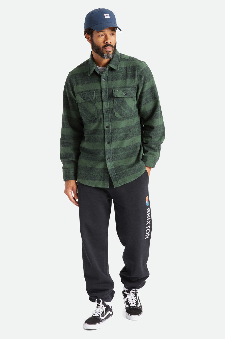 Hauts Tissés Brixton Bowery Heavy Weight L/S Homme Vert | 13QNHBYLD