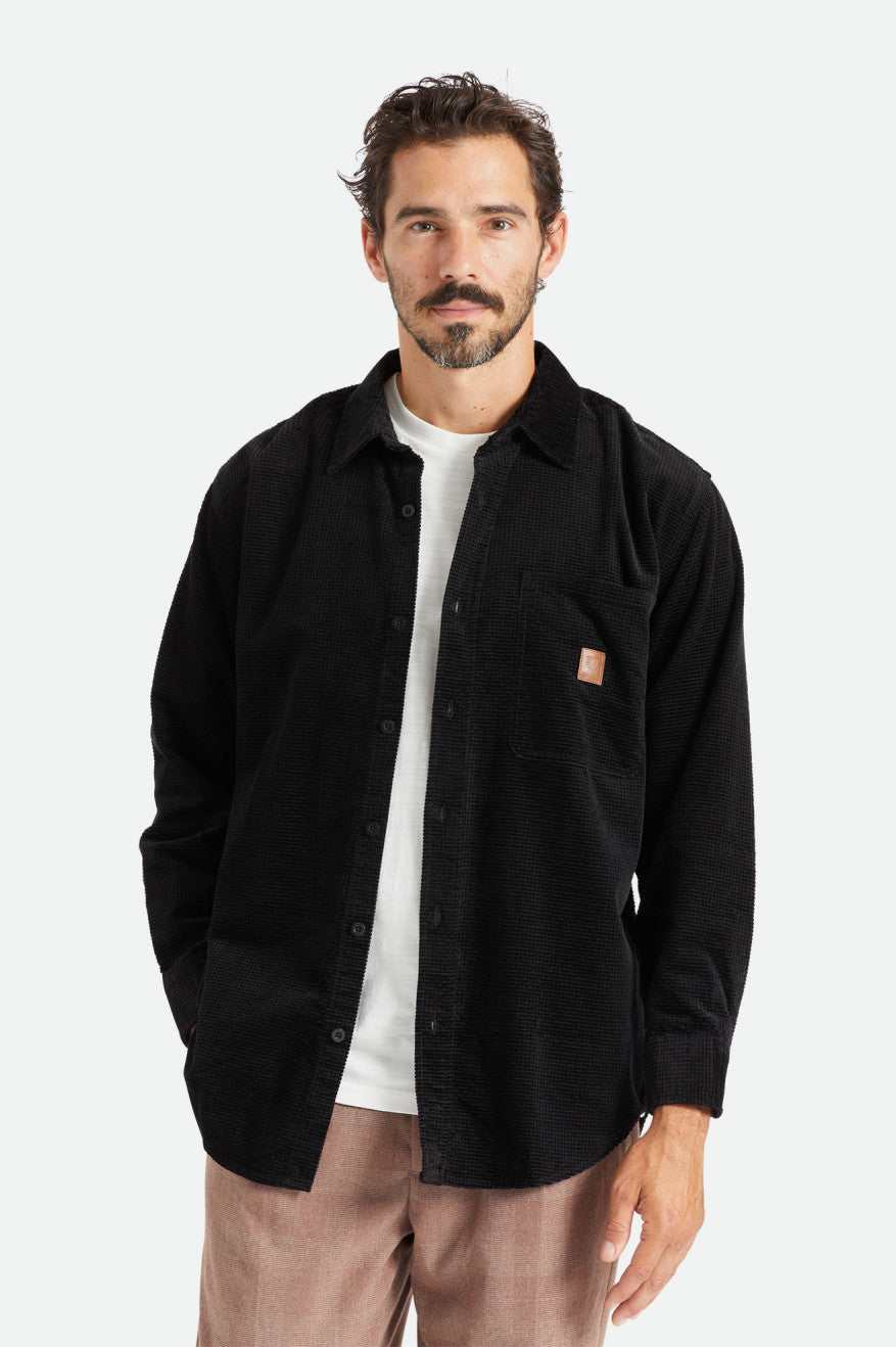 Hauts Tissés Brixton Porter L/S Waffle Corduroy Homme Noir | 30RKVAOIU